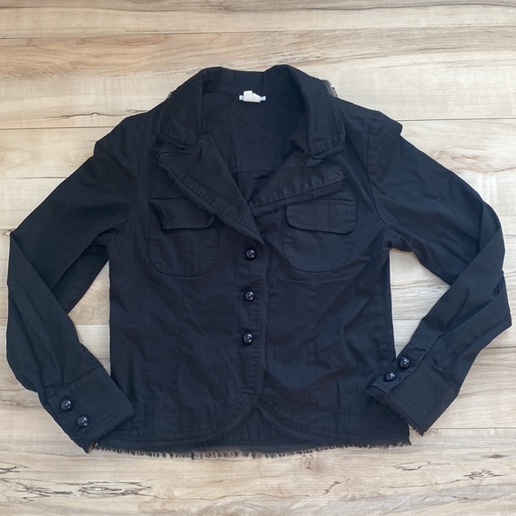 Thrill Womens Med Black Blazer. Button Front with 2 Pockets. - Picture 7 of 9